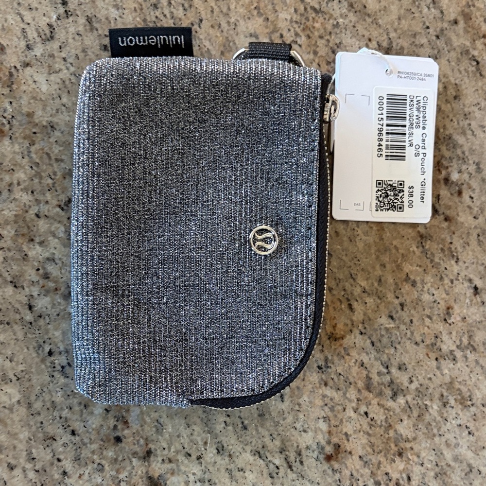 lululemon athletica Sparkle Silver Card & Tech Pouch